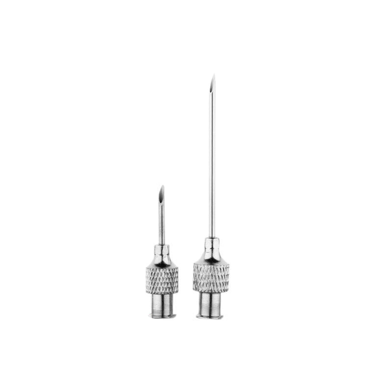 Reusable Tri-Bevelled Veterinary Copper Large Round Knurled Hub SUS304 Stainless Needles