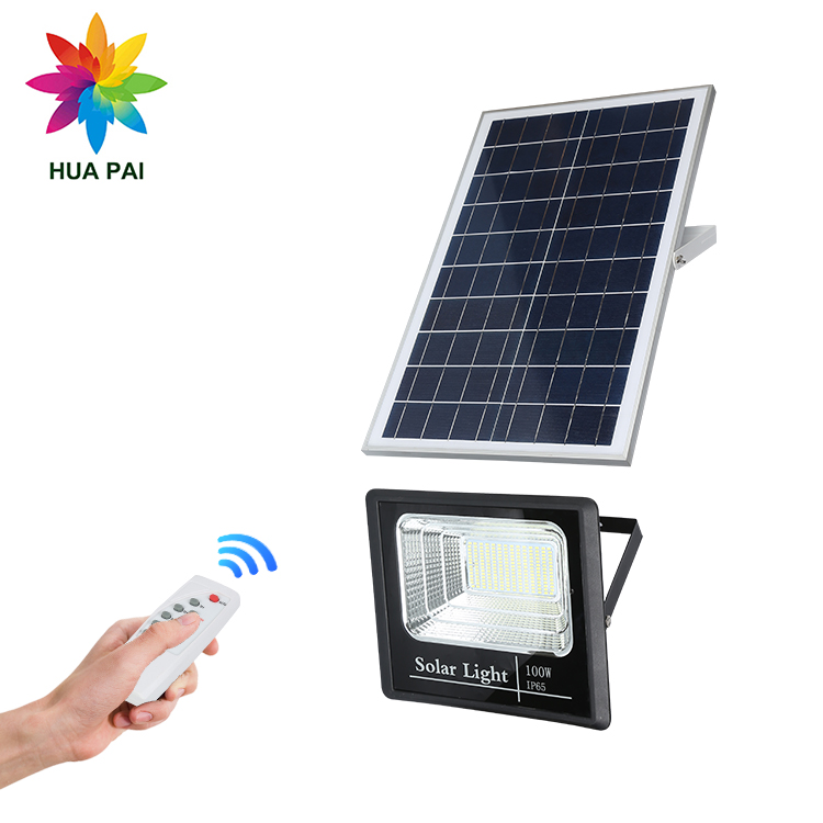 HUAPAI Высокий люмен Ip65 10 Вт 25 Вт 40 Вт 60 Вт 100 Вт 200 Вт 300 Вт с регулируемой яркостью перезаряжаемый светодиодный Садовый Солнечный прожектор