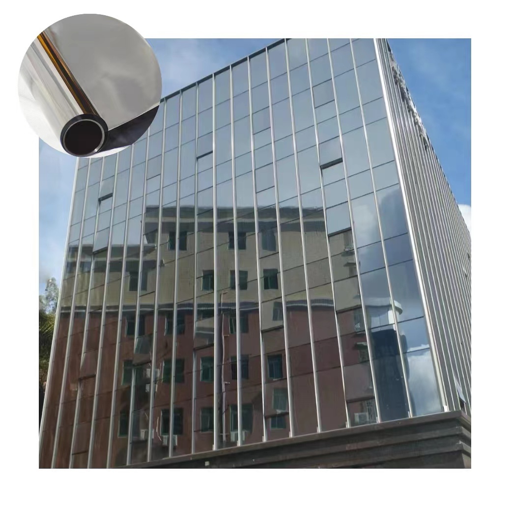 Silver mirror reflective building window film one way daytime mirror solar window film glass foil
