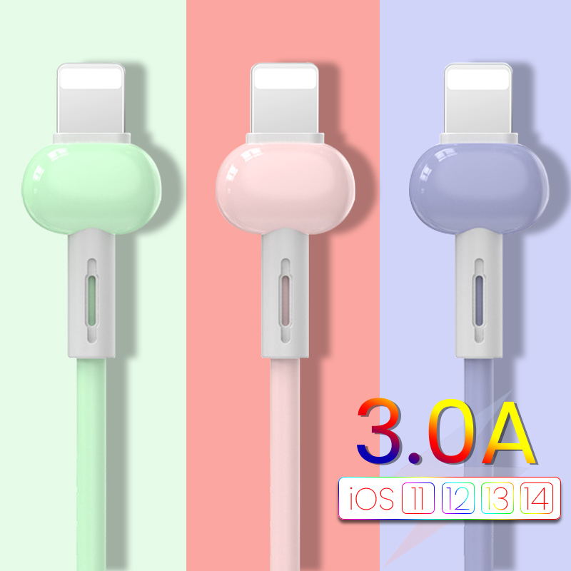 Soft Rubber Fast Data Charging Cable 3A Liquid Fast Charging USB Cable Cable For iPhone Series Mobile Phone