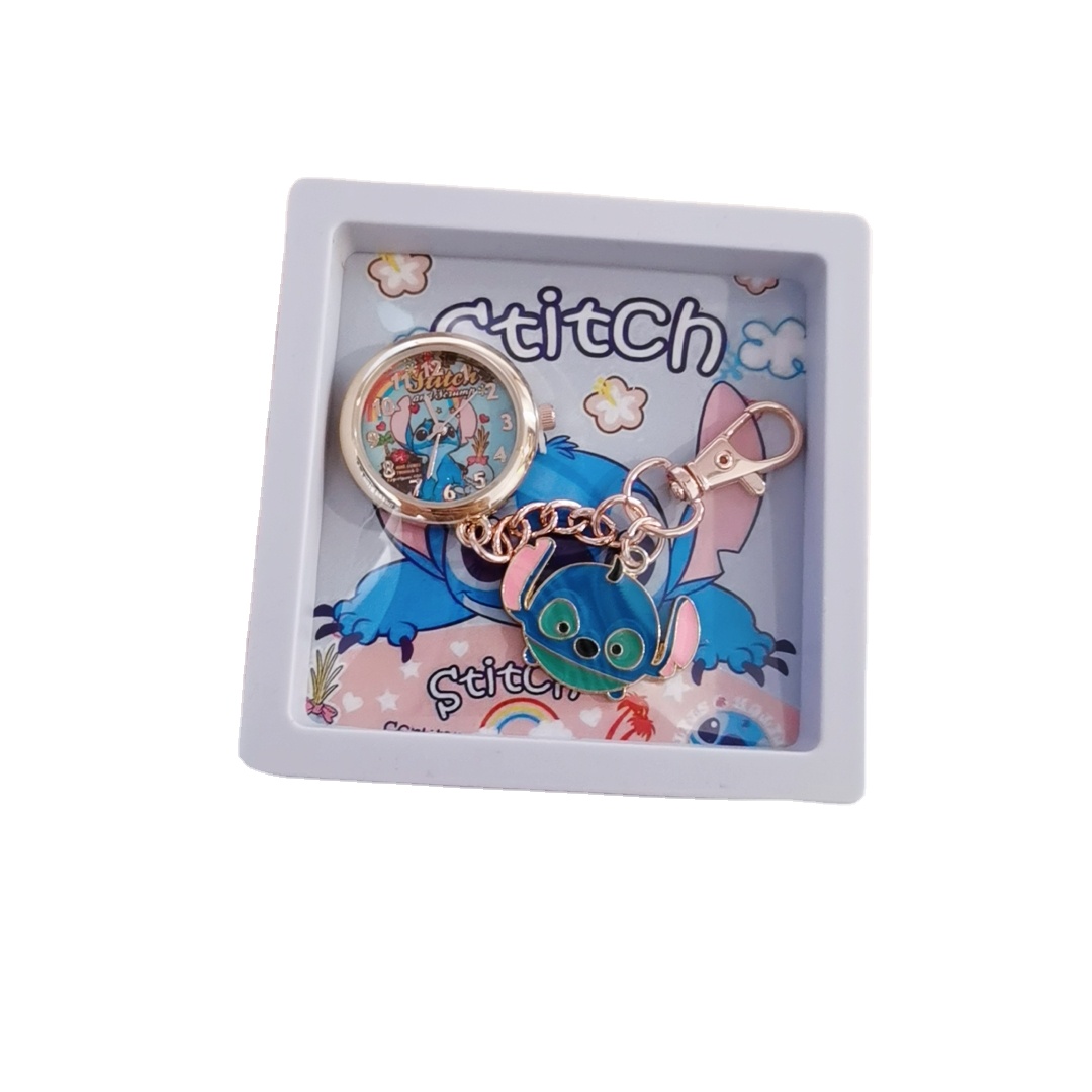 2021 new cartoon lady women stitch children girls pocket watch Keychain watch nurse Watch