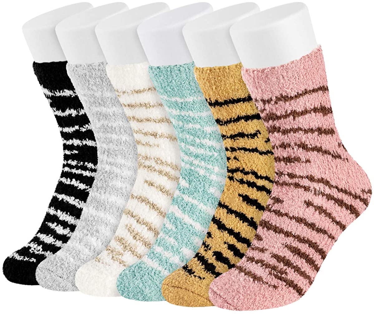 Женские дизайнерские мягкие теплые зимние носки Easycosy из кораллового флиса с узором в виде зебры, толстые женские носки для пола для девочек