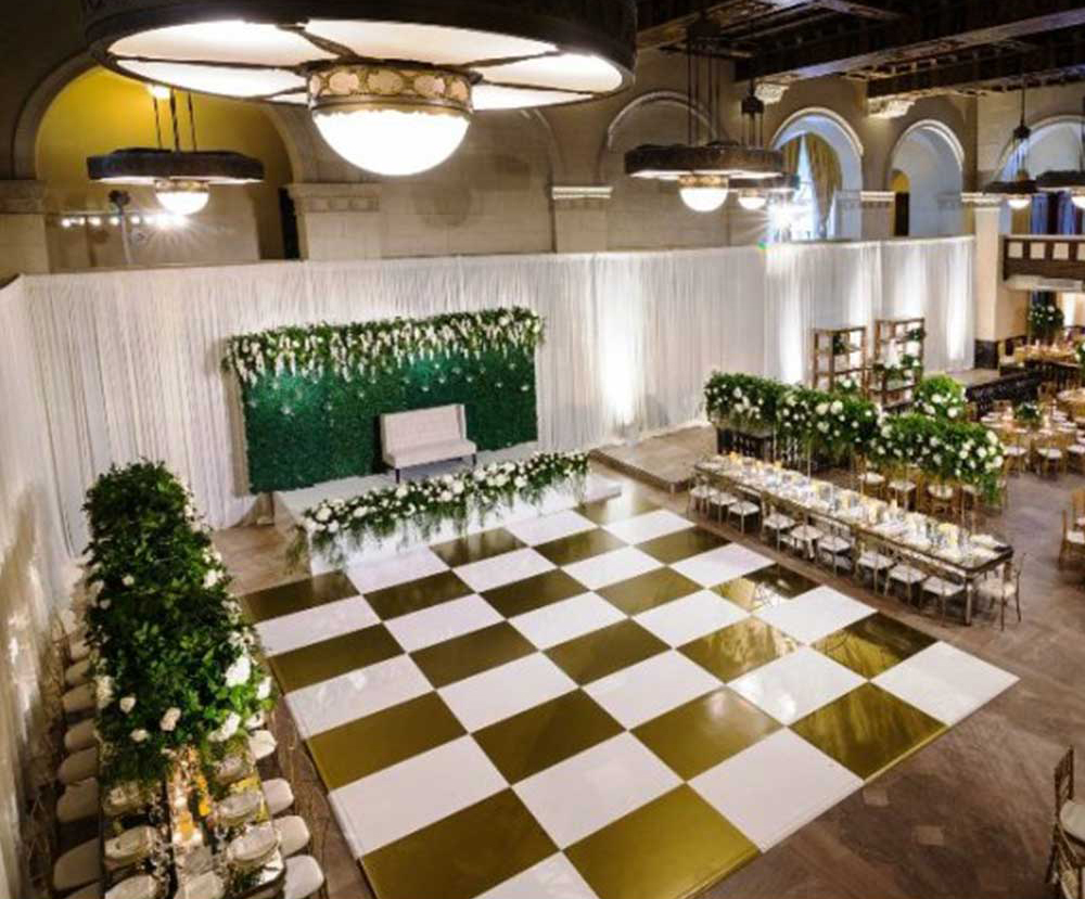 TM 4x4ft Easy Install gold acrylic sheet walkway Shiny Gold Floor 3mm Gold acrylic seamless dance floor wedding For Wedding