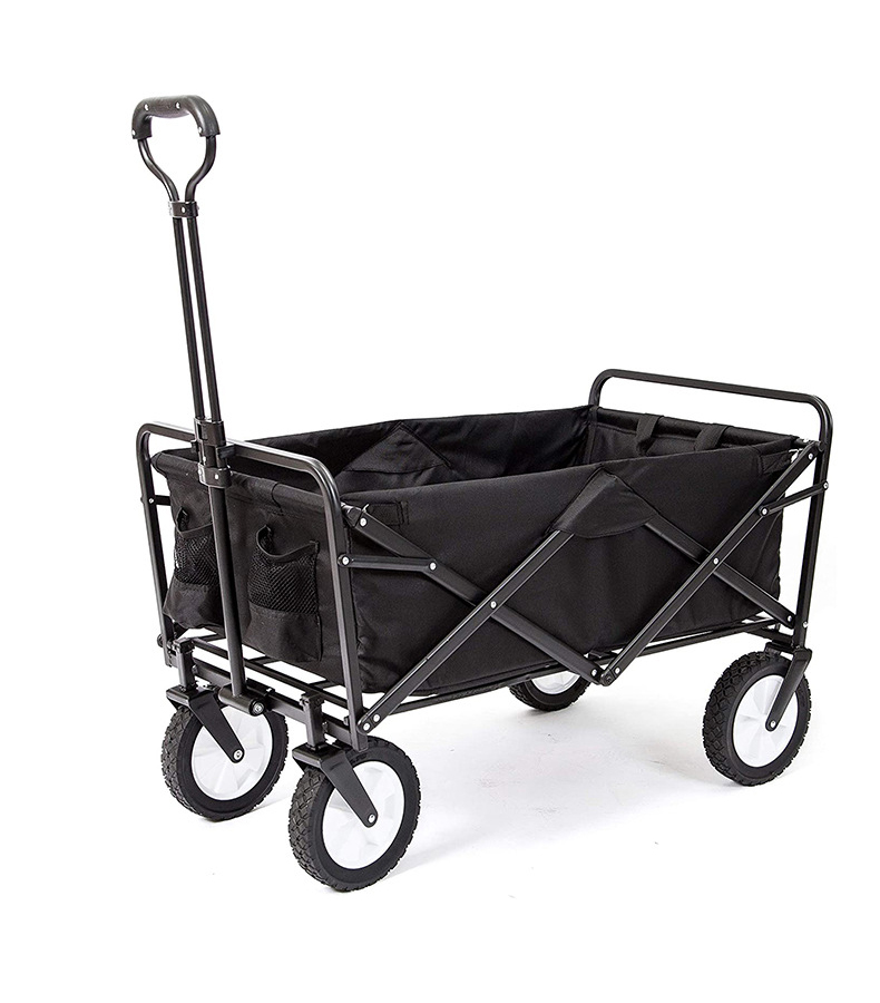 Camping Foldable Garden Trolly 80kg Folding Wagon Cart Wholesale Outdoor Beach with 4 Wheels Folding Comping Trolley Carton Box