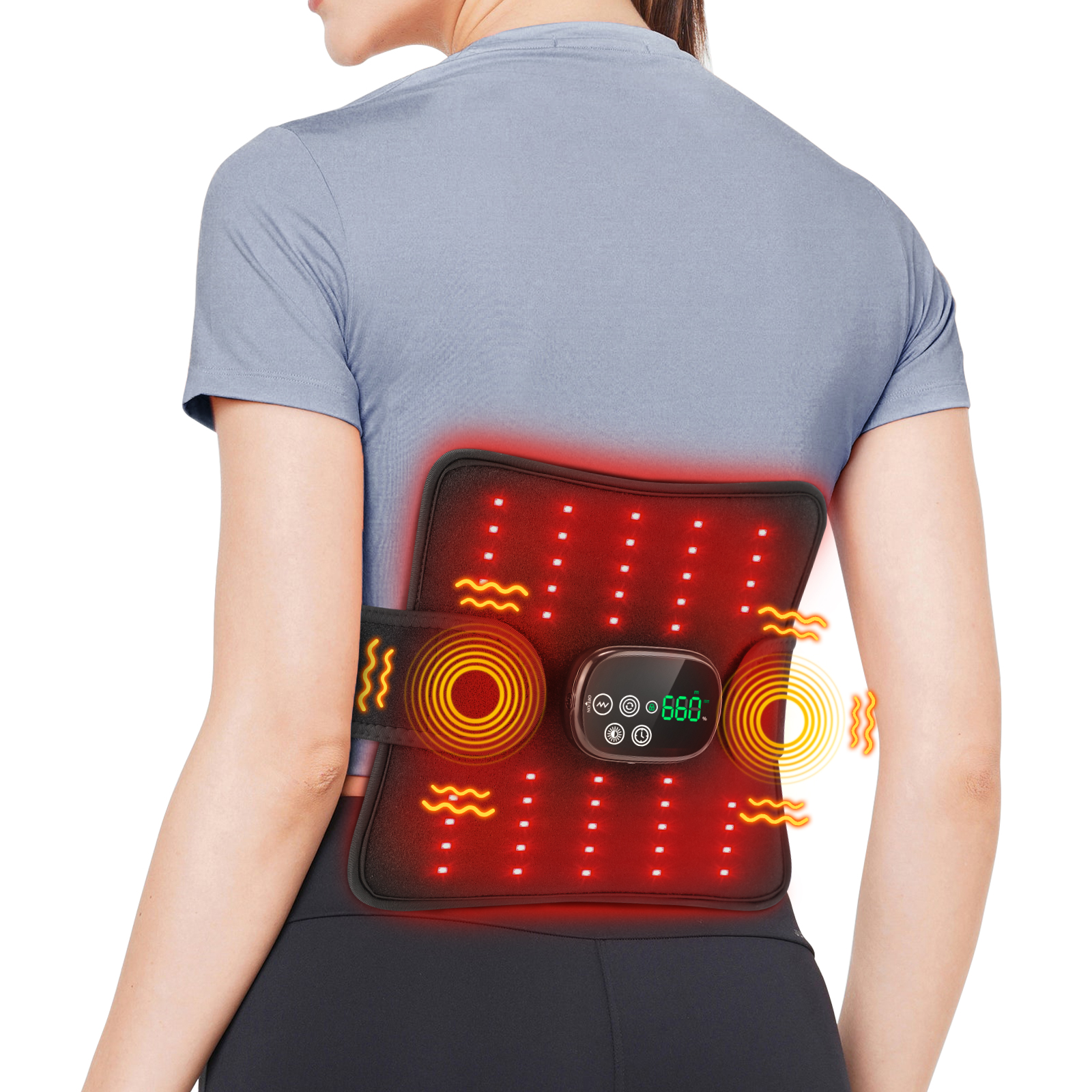 Pain Relief Wireless Infrared LED Light Vibration Arm Knee Belly Back Massage Pad Red Light Therapy Waist Massager