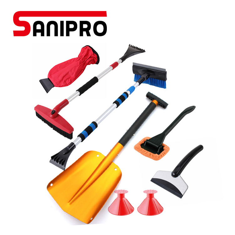 Щетка для тряпки автомобиля Sanipro, скребок для льда, метла для удаления снега, набор инструментов для очистки автомобиля, скребок для льда