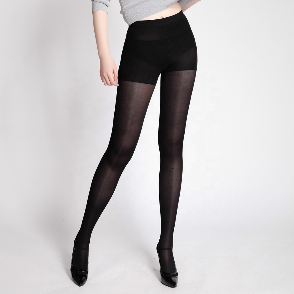 High Waist Anti-snagging Leggings Full Length Opaque Slim Pantyhose Tights for Women Black