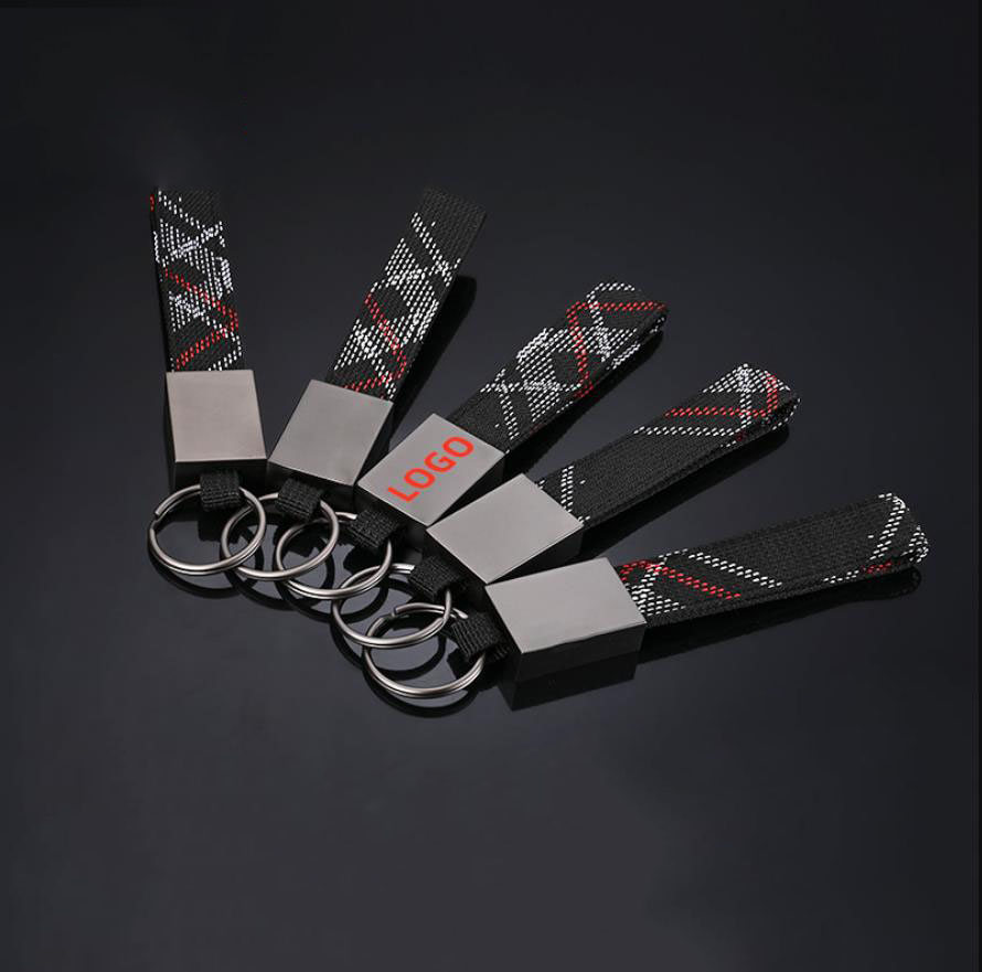 Auto Accessories Oxford Ribbon Metal Car Keychains for AMG BMW M Car Key chain