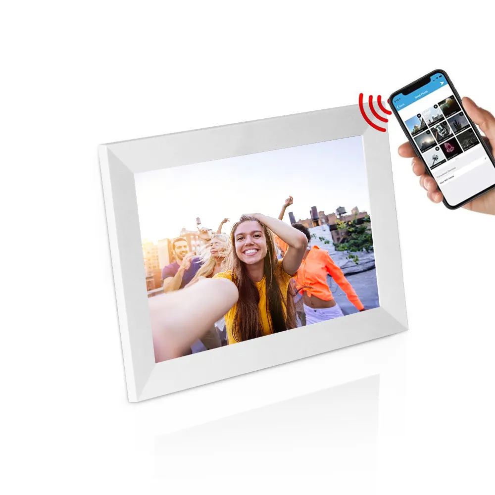 Frameo APP 10.1 Inch Frame With Touch Screen share Photos Videos from OEM factory Wifi Digital Photo picture frames