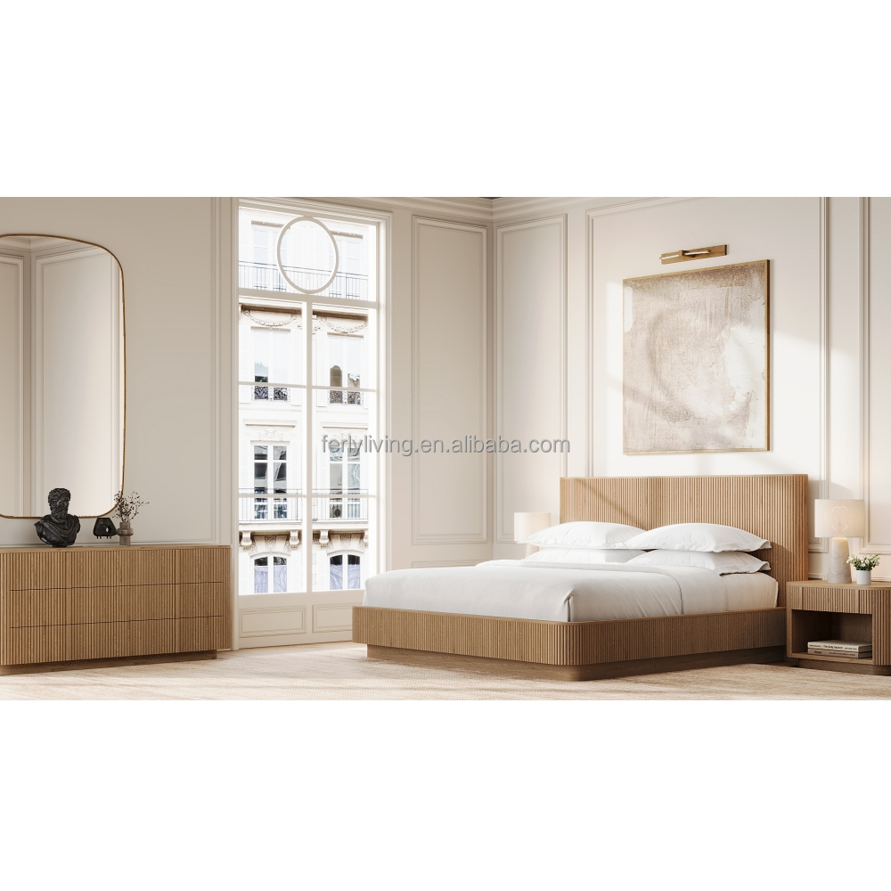 FERLY California Queen Size Bedroom Furniture Set Luxury King Size Bed Classic