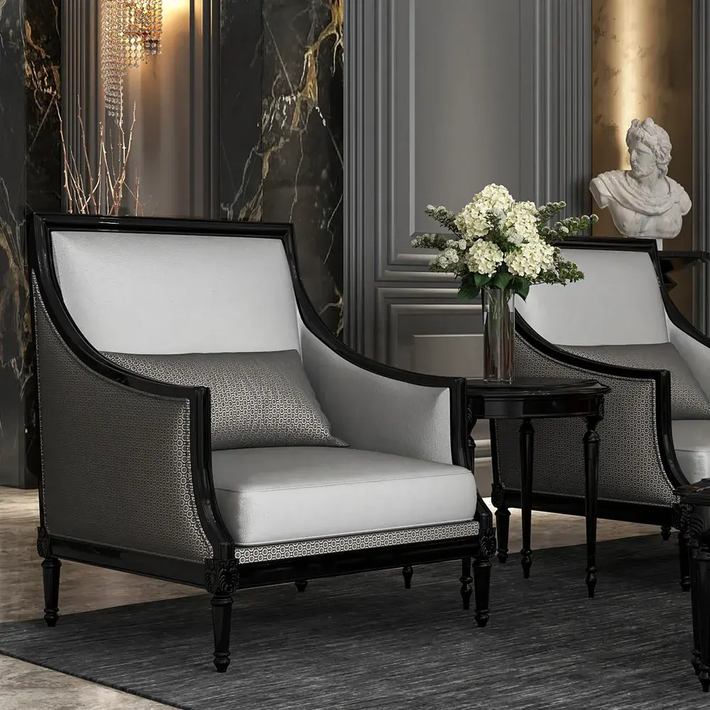 Neo Classical Living Room Armchair Louis Reproduction Club Armchair Luxury Leather Sofa Chair