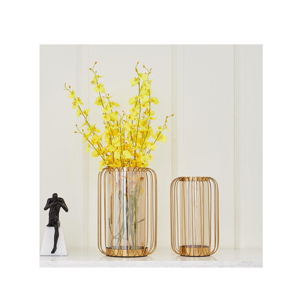 Cube Stand Pot Bud Luxury Art Geometric Modern Nordic Metal Vase For Flowers