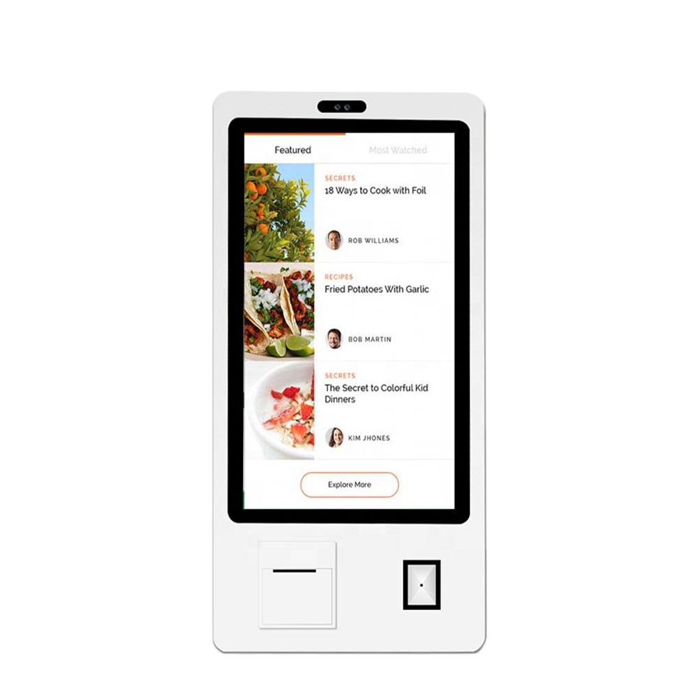 Floor standing / wall mounted 27 inch touch screen terminal floor stand self ordering kiosk digital signage