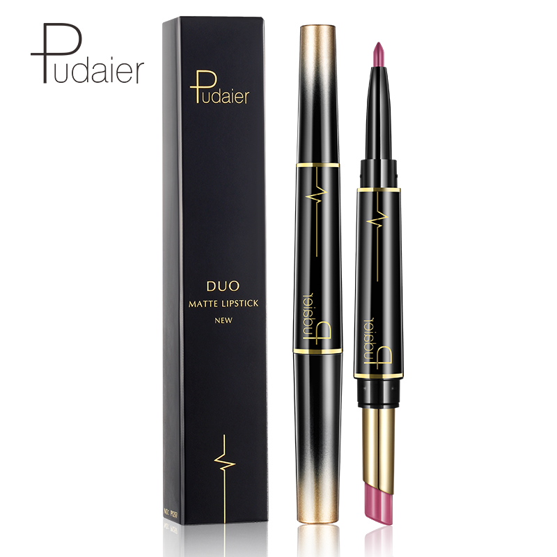 16 Colors Double Lipstick Lip pencil Matte Moisturizing Easy to Colors Waterproof Long lasting Natural Lipstick Cosmetics