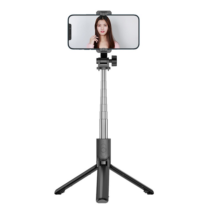 Mobile tripod with monopod, mobile phone holder, extendable wireless selfie stick