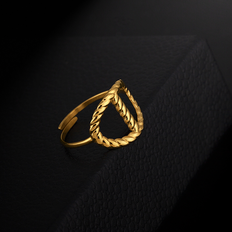 Jewellery making high quality jewelry 18 k gold stailess steel Adjustable Open oval Ring for Women