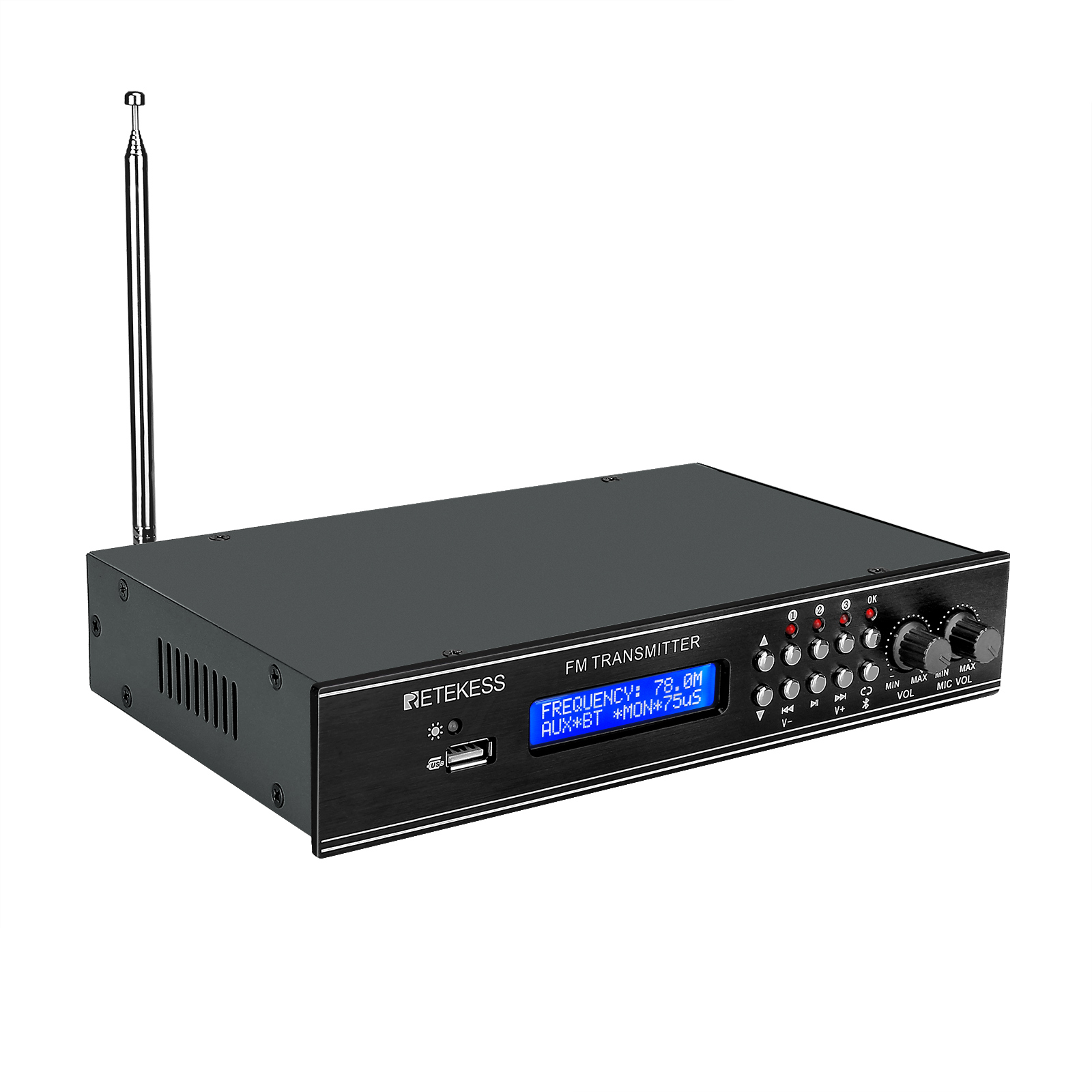 Портативный AUX-микрофон, синий зуб, USB-накопитель, вход, ЖК-дисплей, FM-передатчик Retekess TR510