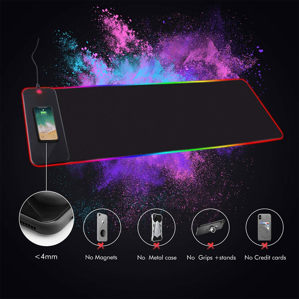 Wireless charger 10W Mouse Pad Computer Mousepad RGB Large PC Mouse Pad Big Gamer Mouse Pad Desk Mat with wireless charger