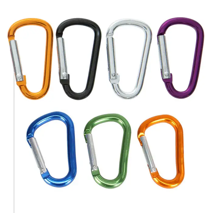 China wholesale custom logo small lock climbing keychain snap hook metal spring clip hook aluminum carabiner