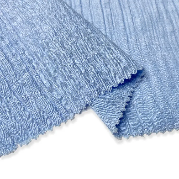 Harvest light weight polyester rayon gauze T/R two layer slub double solid dyed fabric for casual blouses and shirt