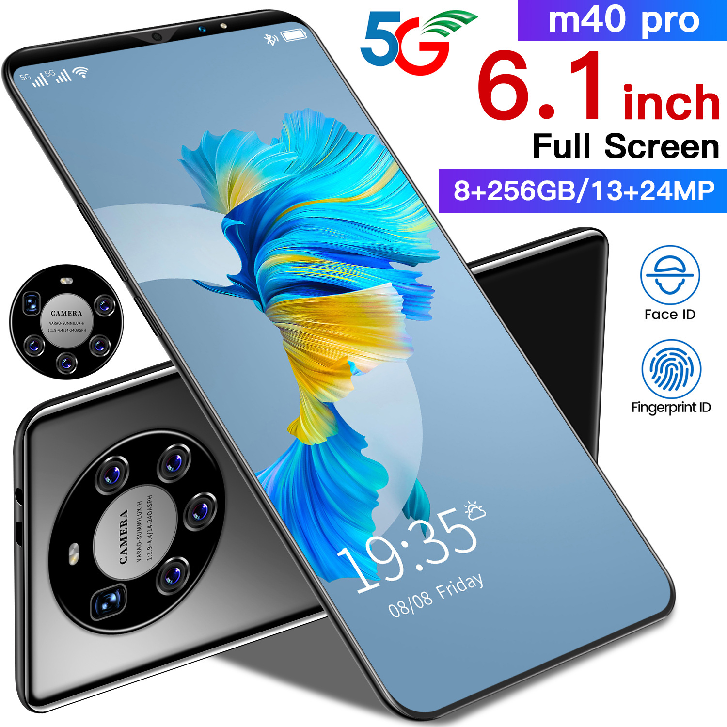 Горячая распродажа! M40 Pro Телефон смартфон с сенсорным экраном и 6,1 дюймов 8 Гб 256 подключается к сети 4g мобильный телефон с двумя слотами sim-карты мобильный мини 4800 мАч