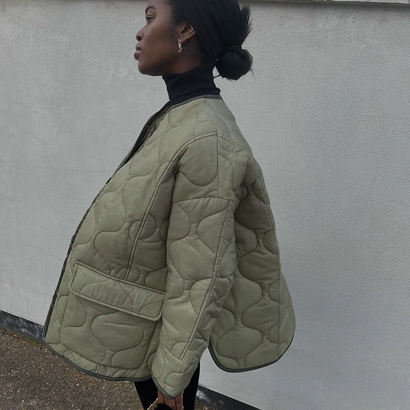 Bomblook A21TP425 2021 Winter Fashion Partywear Long Sleeve Button Pocket Loose Long Jacket Cotton Coat Women Casual