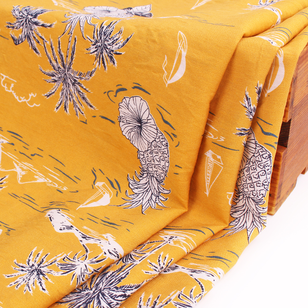 Hot Sale No MOQ High Quality Cotton Nylon Poplin Hawaii Print Silky Breathable Fabric For Man Shirt Lady Kids Dress
