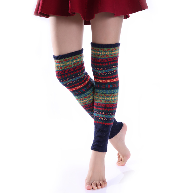 Winter Fashion Warm Knit Bohemian Leg Warmers Knee High Crochet Socks Boot leg warmers for women