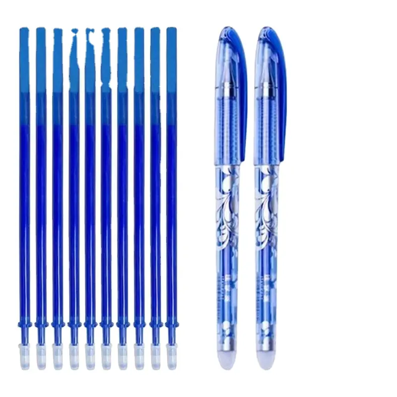 2 Erasable Pens + 10 Refills + 1 Eraser Black & Blue Ink Gel Pen Set 0.5mm Ball Tip Magic Pen with Eraser School & Office Writin