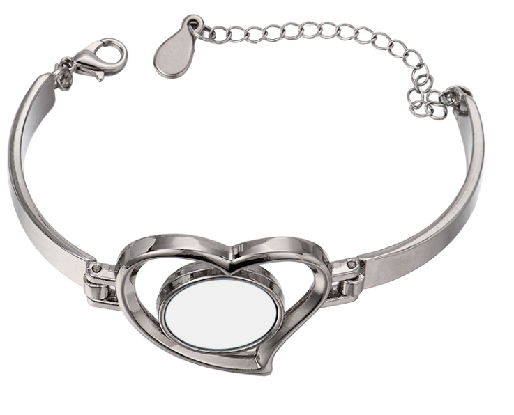 Lancoda sublimation blank heart photo bracelet bangle jewelry