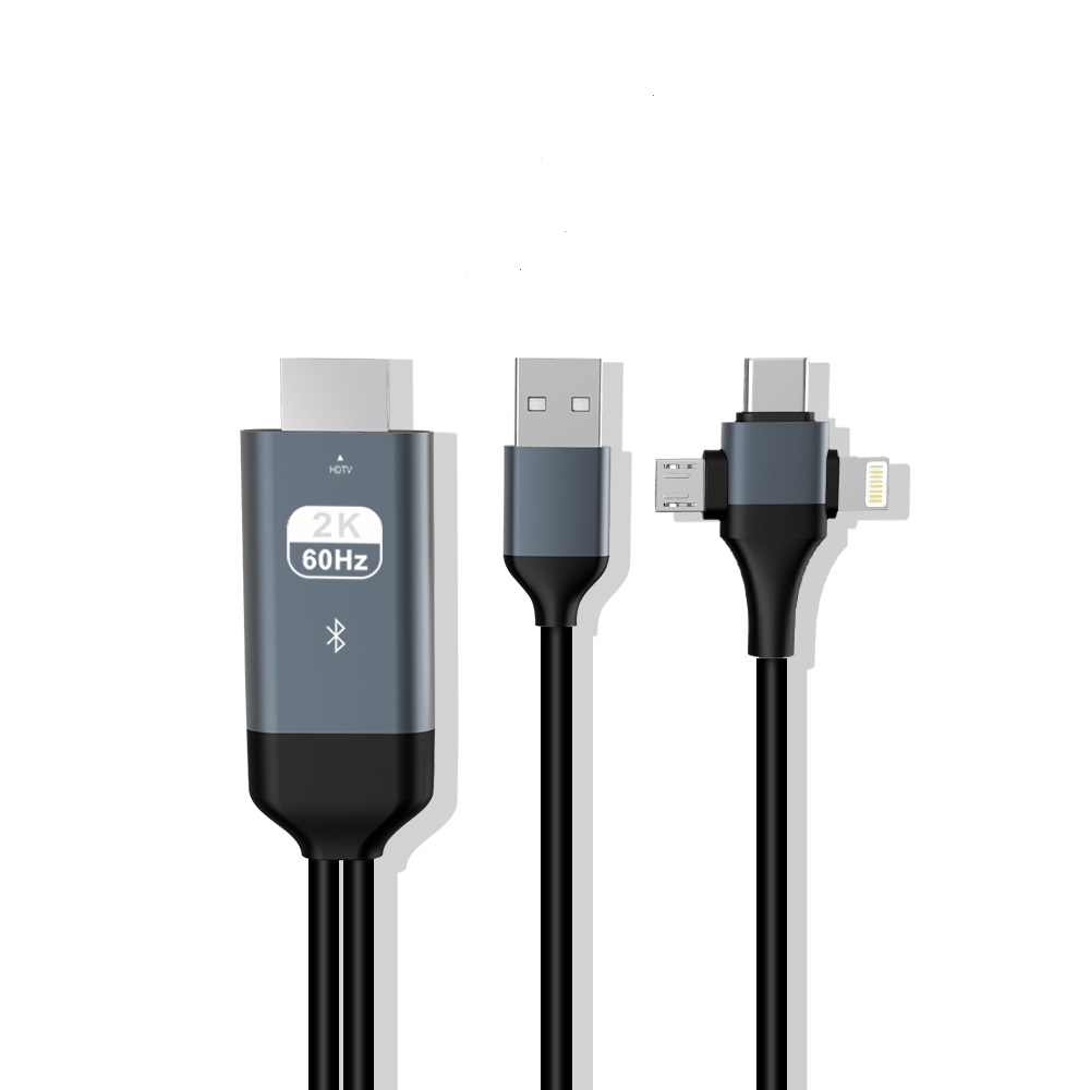 3 в 1 Micro USB Type C Lightning To HDMI Cable с функцией Bluetooth для Samsung S8 S9 IOS Android Phone To TV HDTV