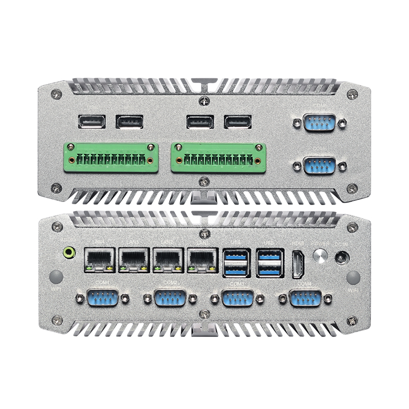 Промышленная Автоматизация Barebone системный сердечник i5 8250u ЦП безвентиляторный мини-ПК промышленный компьютер с 4 PoE LAN/ RS485 брандмауэр