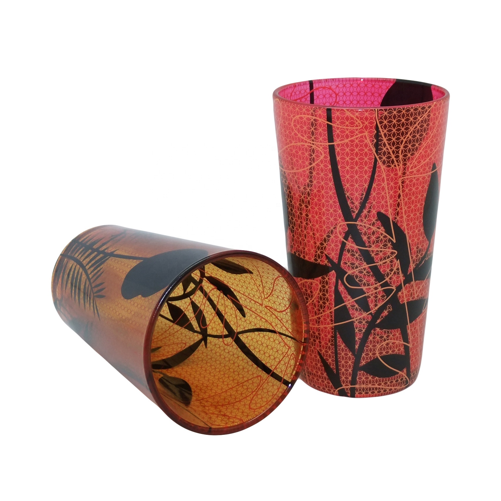 Haodexin glass cup water 7.5oz decorative glass cup set