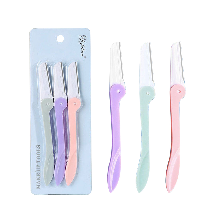 New Arrival Portable Makeup Tool Tweezers Scissors Foldable Eyebrow Shaving Razor Grooming Kit Eyebrow Trimmer Set For Women