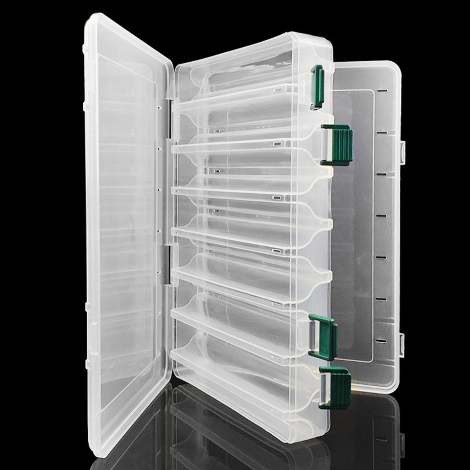 Box 006 27.5*18.5*5cm 14 Compartments Double Sided Fishing Lure Bait Hooks Tackle Waterproof Storage Box Fishing Tackle Boxes