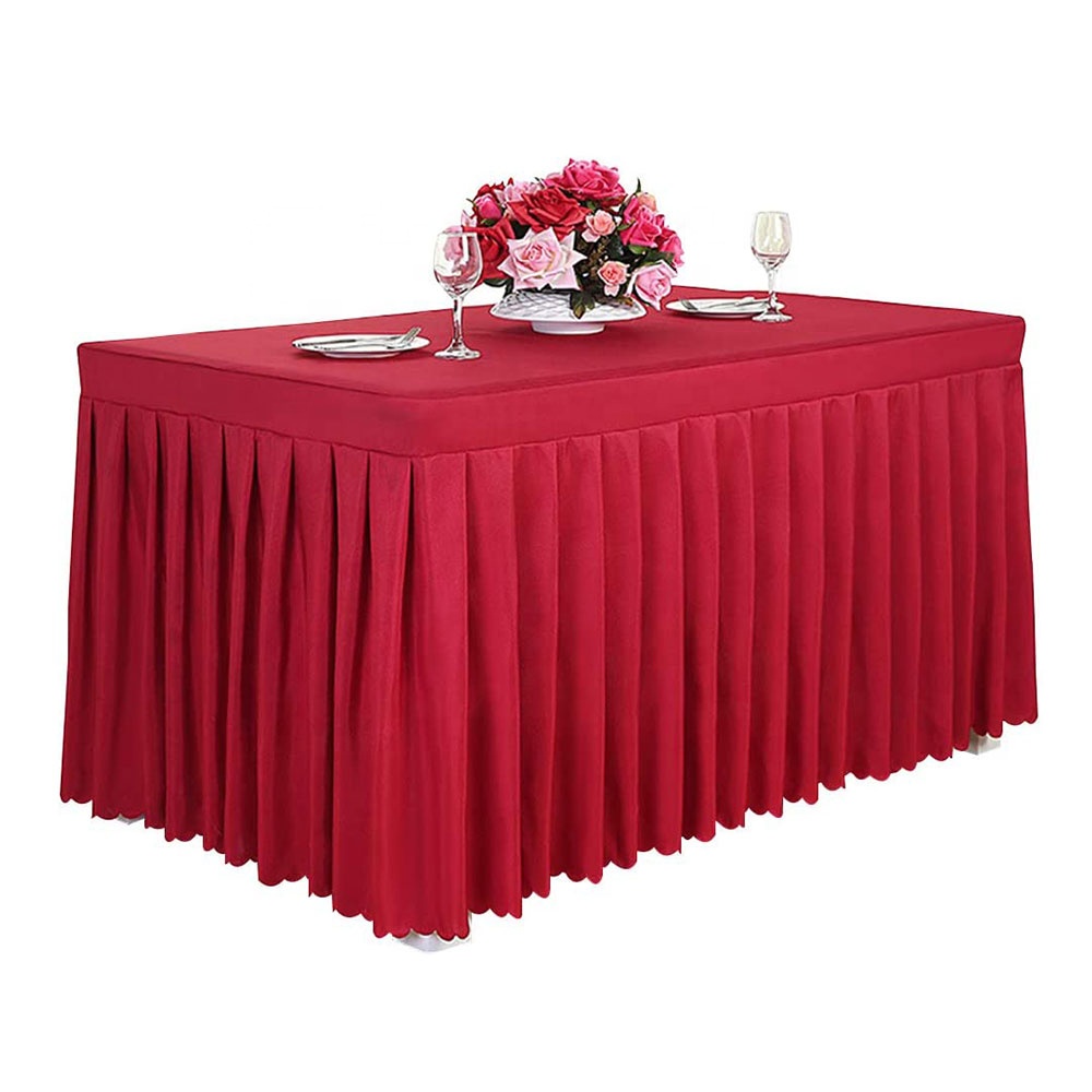 Aomiss Wholesale Red Luxury Tablecloths Dining Table Cloth Table Cloths Skirting