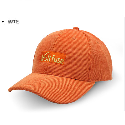 High Quality Retro Embroidered customized Baseball Hat Letter Character Corduroy 6 Panel Hat Sports Baseball Cap