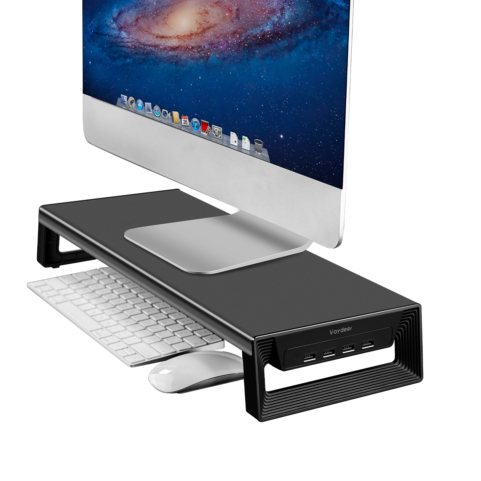 Vaydeer 4 порта USB концентратор Настольный органайзер отображение на экране компьютера база Riser металлический компьютерный монитор Стенд Riser Для imac