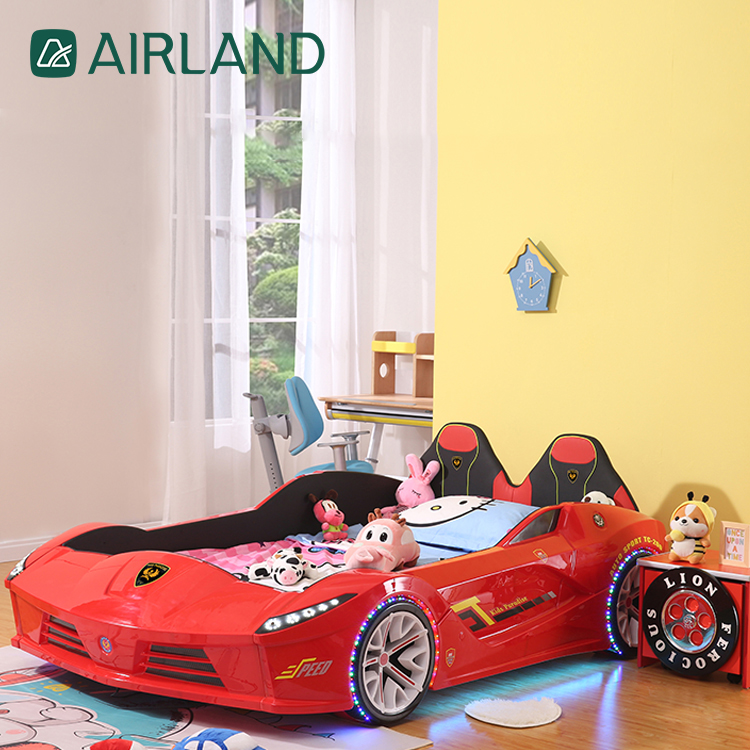 Modern Luxury Design Kid Bedroom Furniture Set Solid Wood Children Beds Music Race Car Bed Single Child Bed With Light