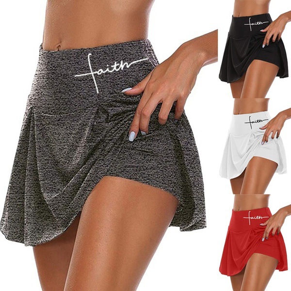 2021 One Piece Solid Sexy Women Sportswear High Waist Letter Print Golf Tennis Skirt