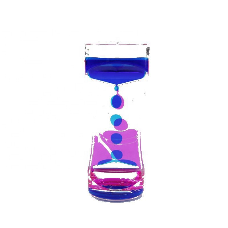 Wholesale bicolor liquid oil dripping hourglass timer relief crafts creative gifts ornaments liquid timer home decor