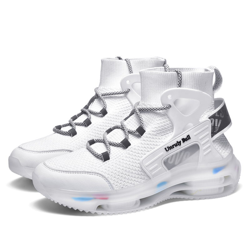 New Trendy High Cut Ankle New Arriving White Sneakers TPU Cushion Custom Casual Running Shoes For Men