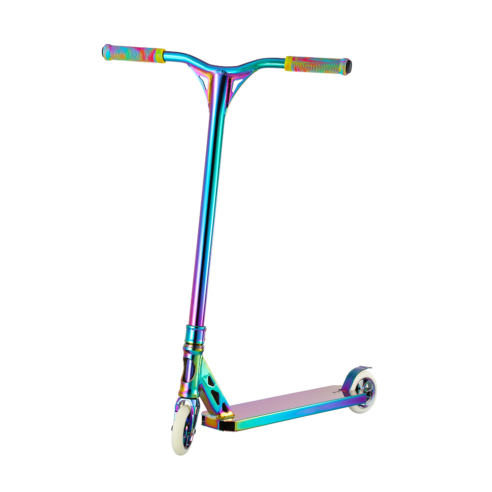 Трюковый самокат Trotinette Freestyle Pro, оригинальный производитель, Нео хром, радуга, удивительный
