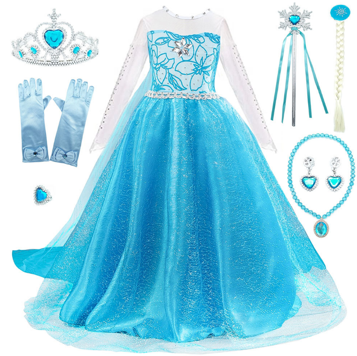 Frozen Elsa Anna Princess Dresses For Girls Fashion Little Baby Children Summer Party Costume Kids Clothes Set