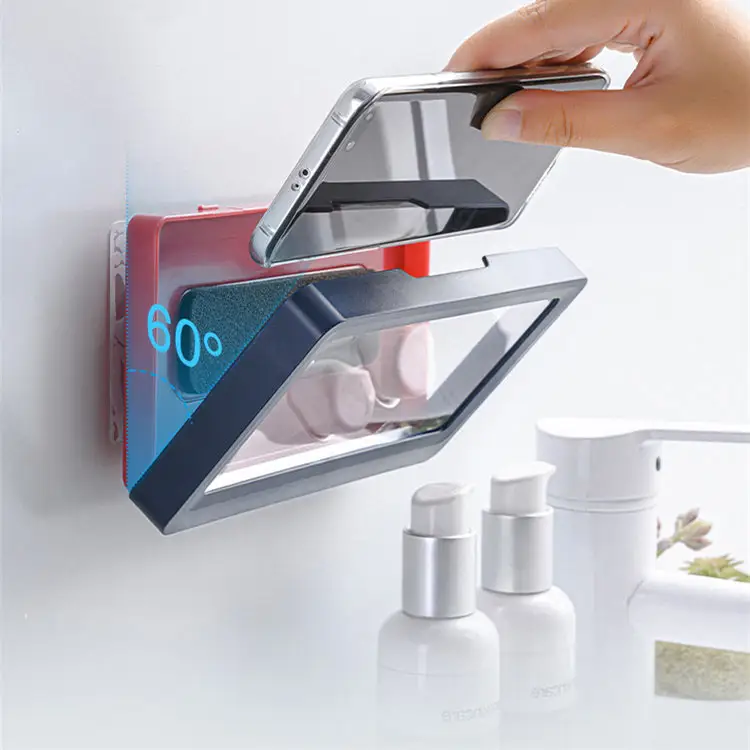 Phone Holder Waterproof Case Box Wall Mounted All Covered Mobile Phone Shelves Self-Adhesive Shower Accessories
