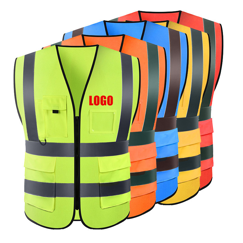 Hi Vis жилет ночной безопасности дорожного движения Рабочий жилет по индивидуальному заказу, чтобы вы были заметны в чрезвычайных ситуациях строительной площадке светоотражающий жилет