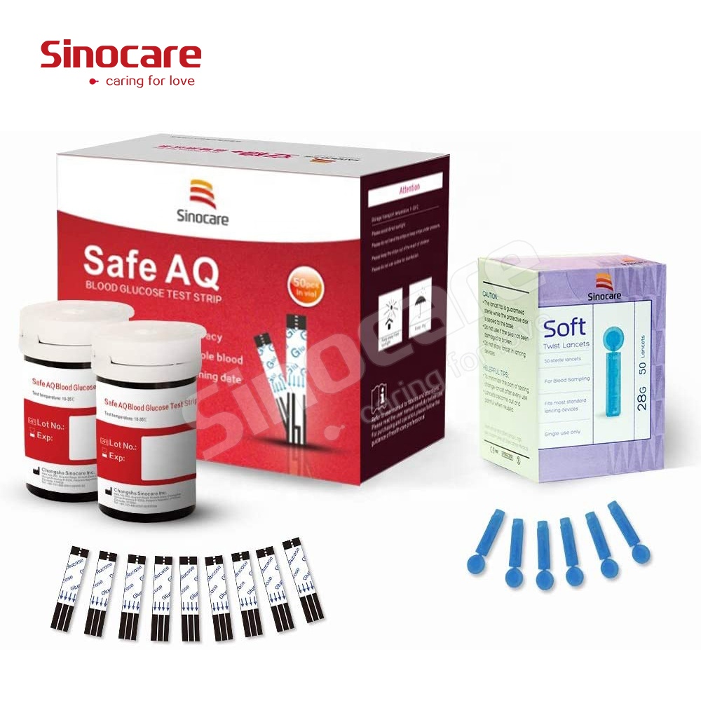 Sinocare CE ISO Утвержденная безопасная быстрая проверка самотестирование тест-полоски для определения уровня глюкозы в крови и Ланцеты-мВ диагностический Экспресс Тест-50 фото