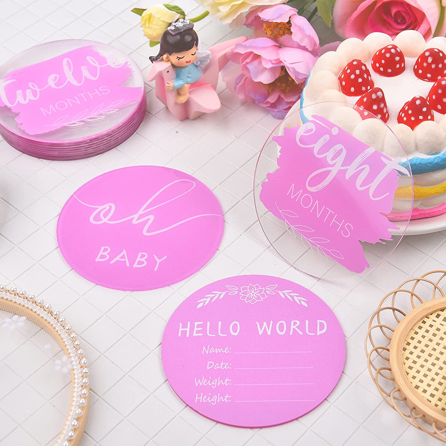 Acrylic Milestone Cards Pregnancy Journey Milestone Markers Newborn Disc Photography Props For Shower