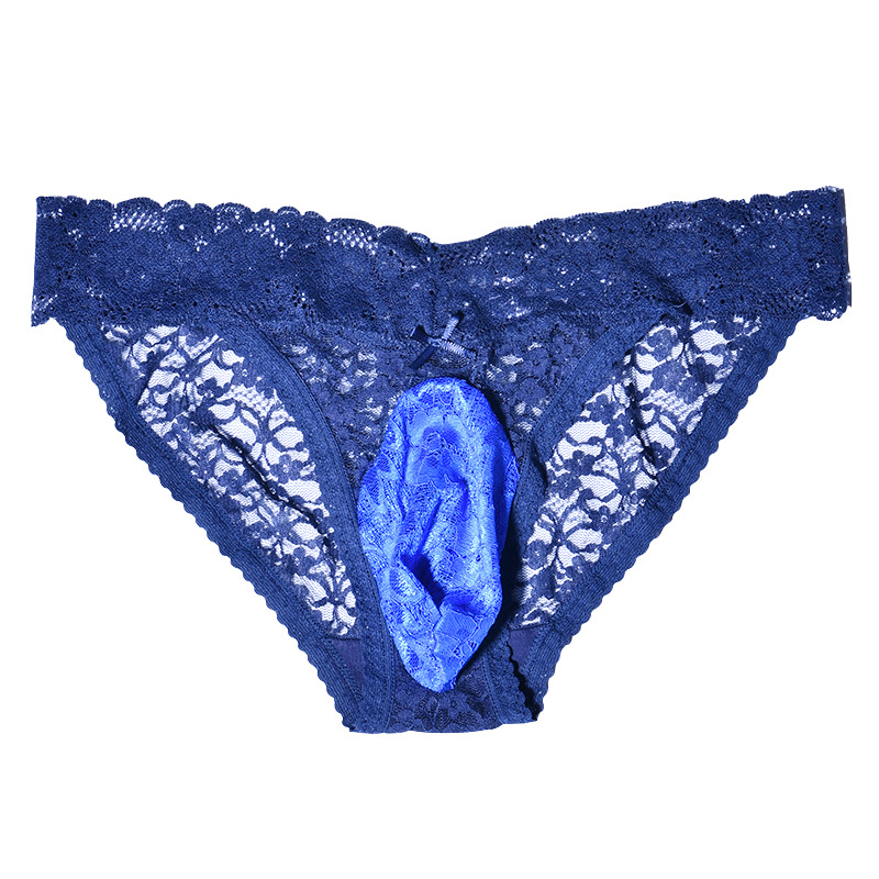 Full lace low waist triangle sexy temptation man bag egg hollow out thin breathable appeal underwear