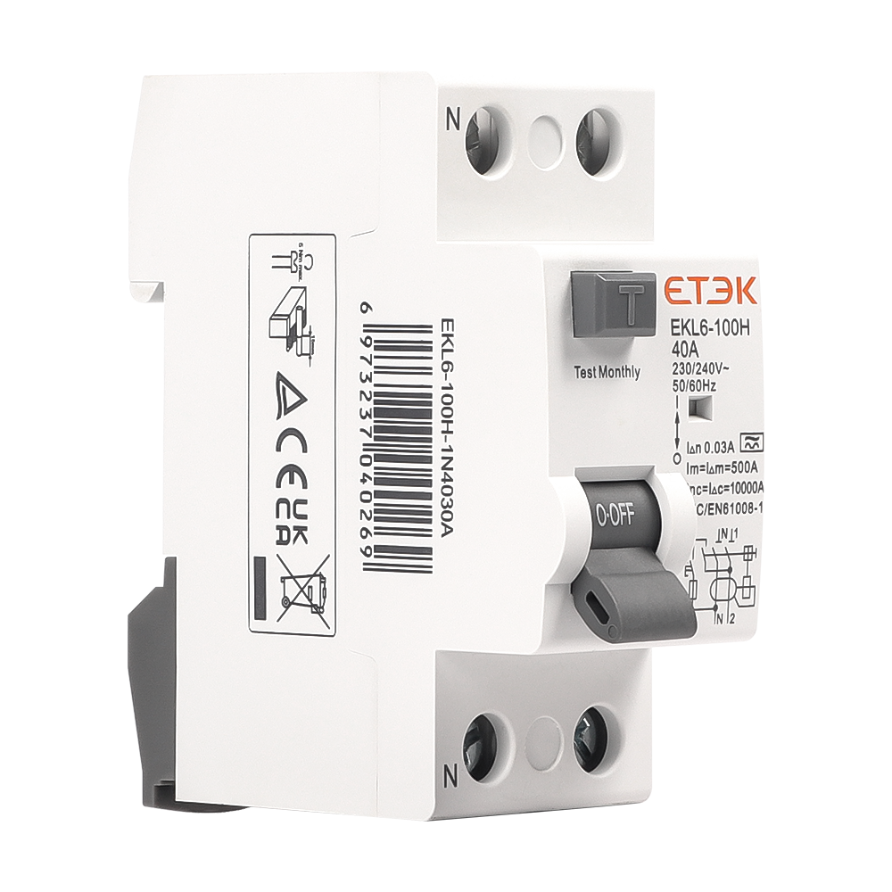 ETEK rccb EKL6-100 2-полюсный (1P + N) тип А выключатели остаточного тока 25 ампер 230 В низкое напряжение RCD